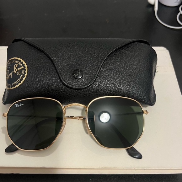 Ray-Ban Gold and Green Hexagonal Sunglasses - Picture 2 of 9